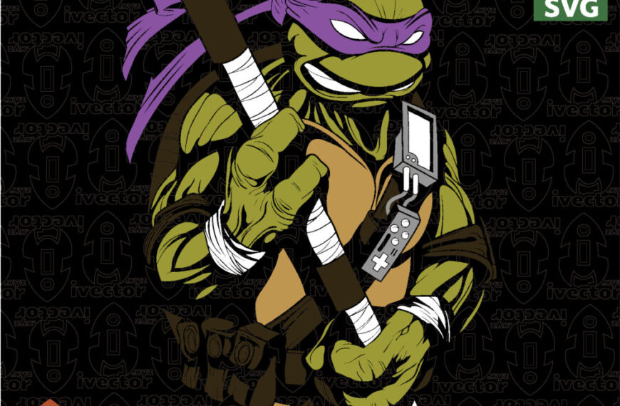 Tortuga Ninja Guerrera con Espadas y Equipo de Combate – Ilustración Vectorial