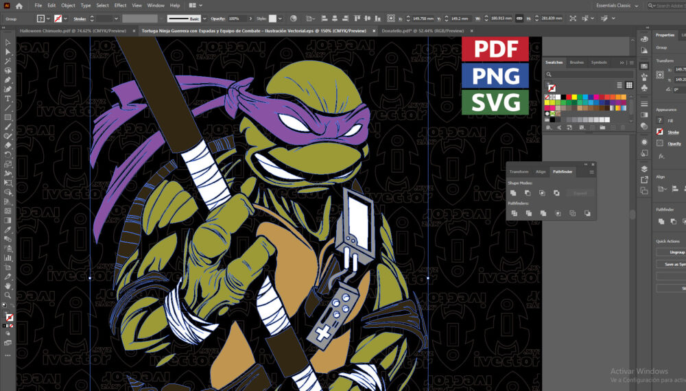 Tortuga-Ninja-Guerrera-con-Espadas-y-Equipo-de-Combate-–-Ilustracion-Vectorial-02 Tortuga Ninja Guerrera con Espadas y Equipo de Combate – Ilustración Vectorial