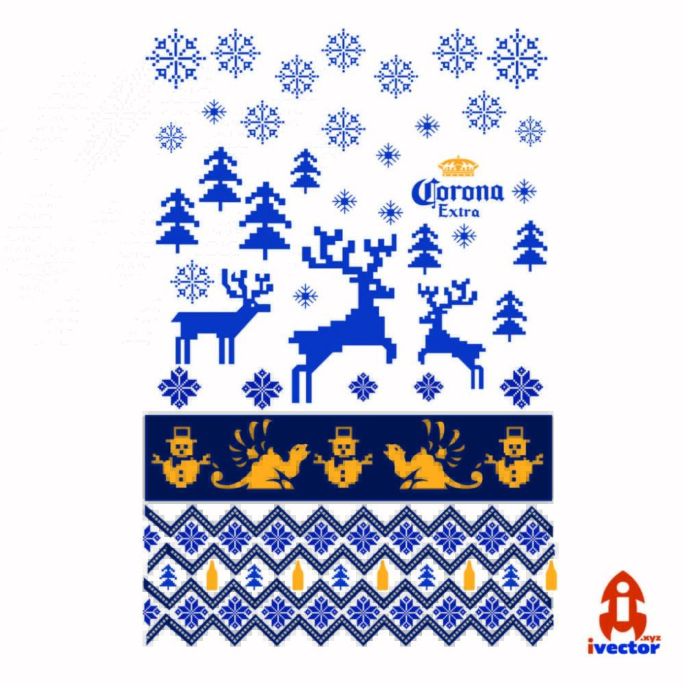 VECTOR BORDADO NAVIDAD CORONA CERVEZA EPS