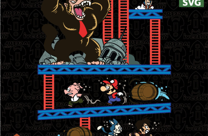 Vector Retro de Aventura Arcade y Barriles – Diseño Gamer Editable
