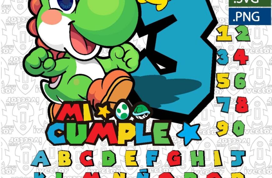 YOSHI SUPER MARIO BROS VECTOR CUMPLEAÑOS RECURSOS