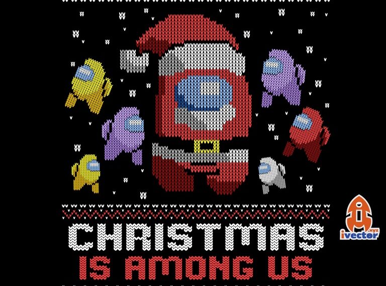 Among us bordado navideño vector