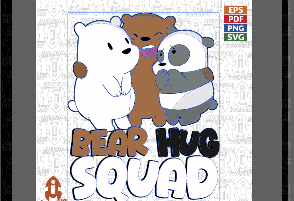 bear-hug-squad-vector_Mesa-de-trabajo-2 Cute Bear Friends Hugging Vector Illustration