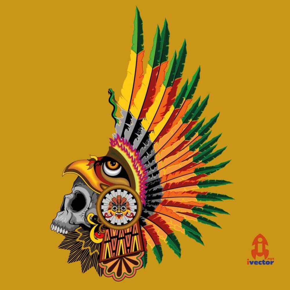 Calavera Azteca Vector EPS PDF