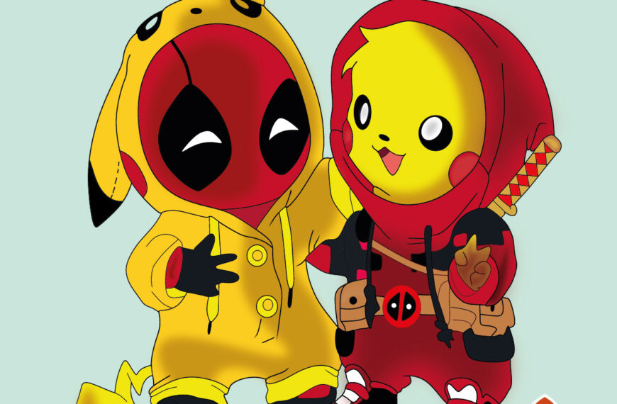 Pikachu Dead Pool Pokemon DC Comic Vector
