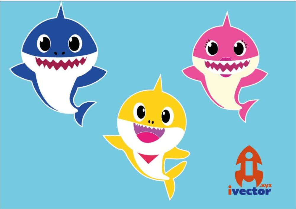 Vector Editable Familia Baby Shark corte vinil eps