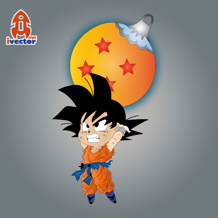 GOKÚ ESFERA NAVIDEÑA VECTOR EDITABLE EPS PDF