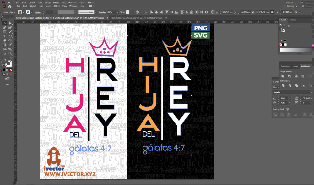 hija-del-rey_Mesa-de-trabajo-2 Diseño Tipográfico “Hija del Rey” con Corona – Versículo Inspirador para Sublimación y Estampados