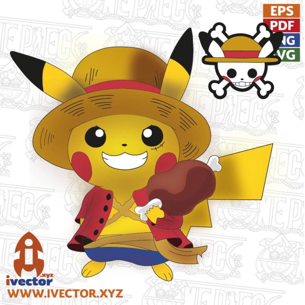 picachu luffy editable vector