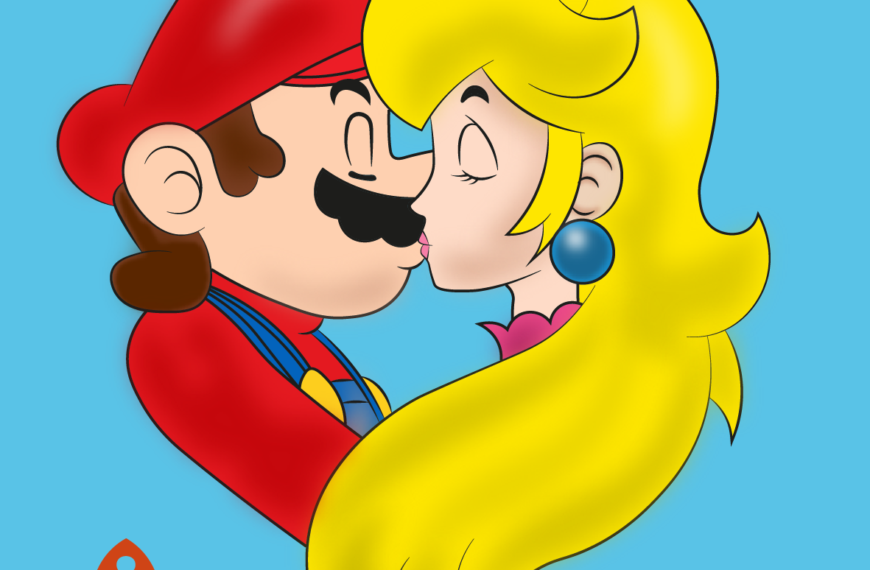 Mario Bros and Peach Beso amor Vector Eps Pdf GRATIS