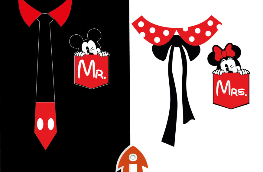 Corbata Minnie and Mickey Pareja vector