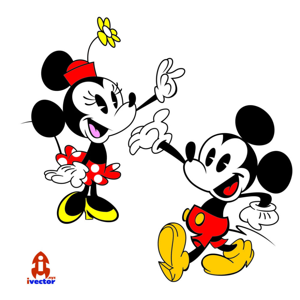 Mickey and Minnie Retro Vector Eps Pdf