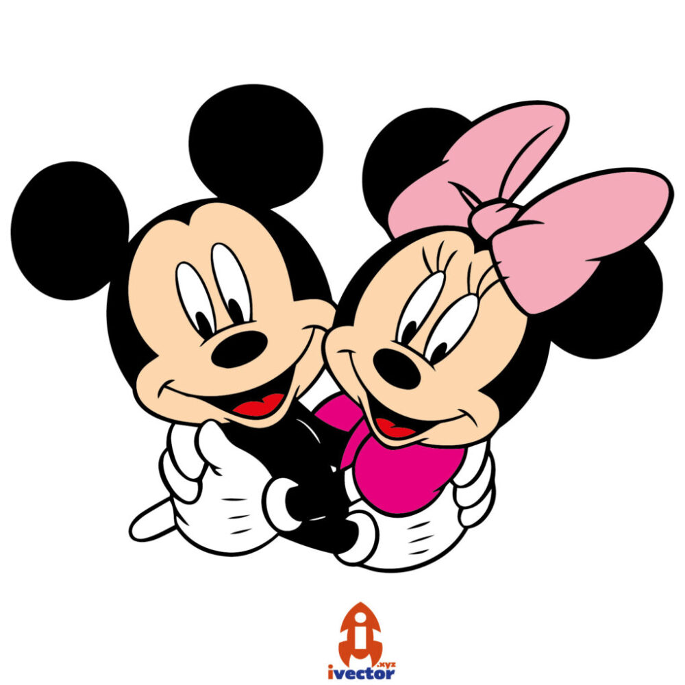 Mickey and Minnie Abrazo vector editable eps pdf pareja