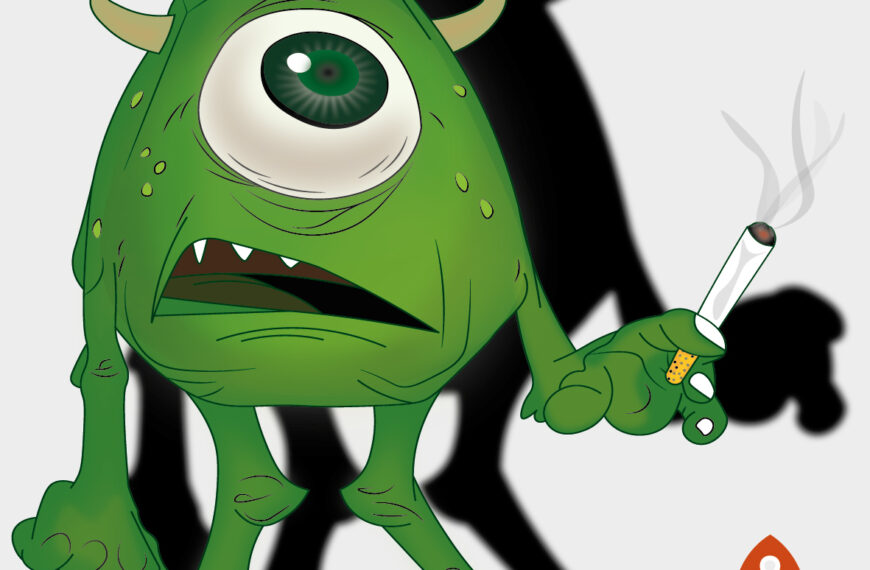Mike Wazowski fumando vector eps PSD