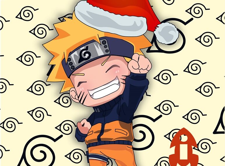 Naruto con gorro Navideño Vector editable