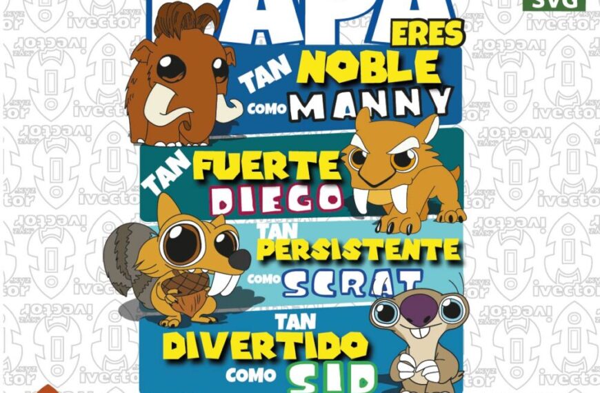 Diseño vectorial de animales prehistóricos para el Día del Padre – Ilustración divertida y familiar para personalización
