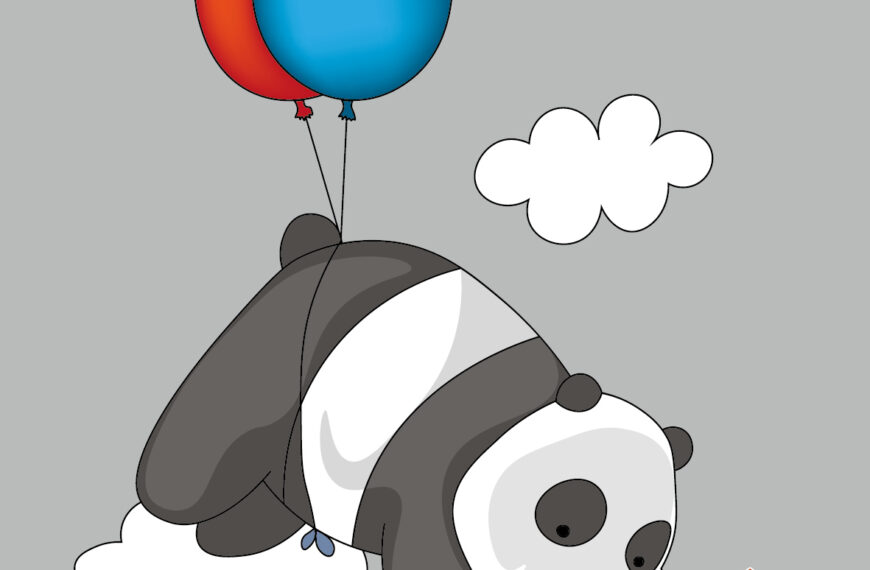 Panda Flotando con globo vector eps PDF