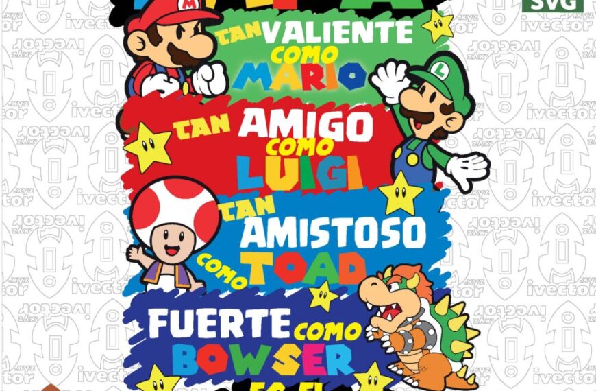 Papá es tan valiente … vector Mario Bros Eps PDF