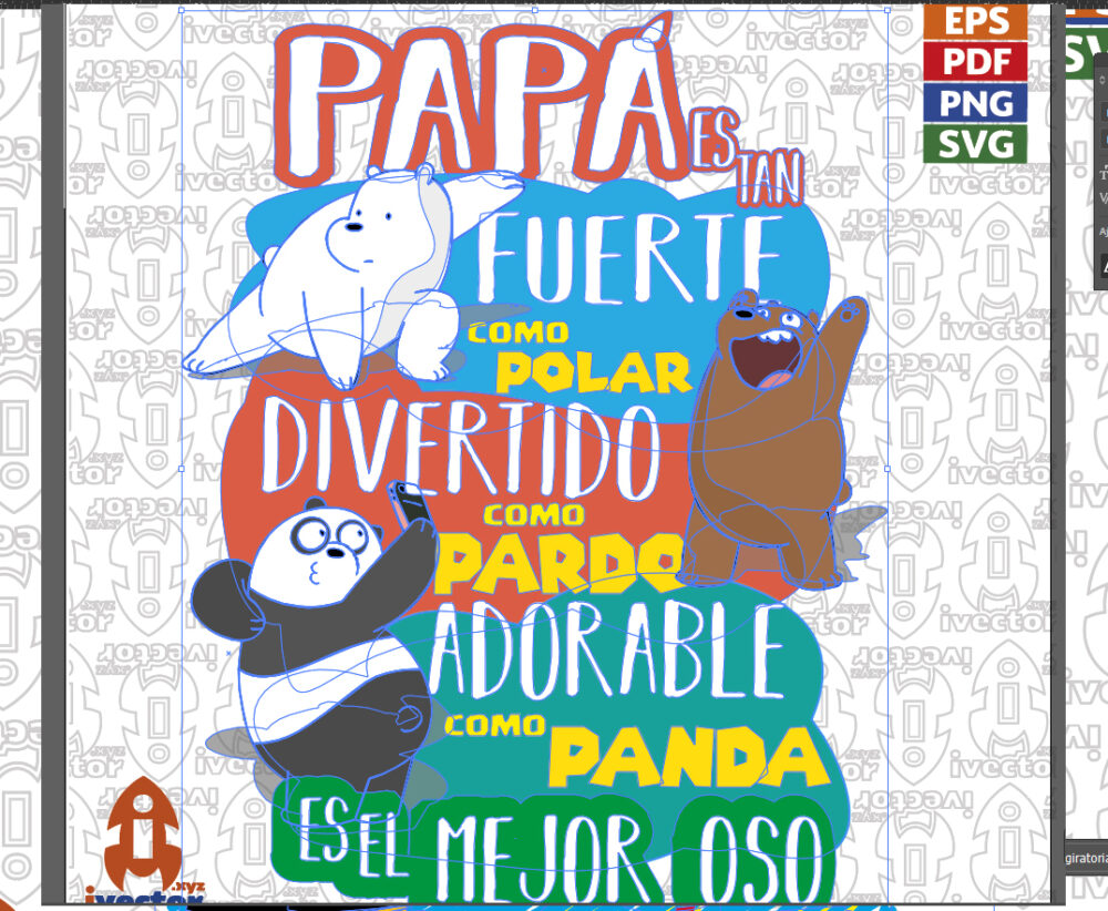 papa-fuerte-y-escandaloso2 Diseño vectorial de osos caricaturescos para el Día del Padre – Ilustración tierna y divertida para proyectos creativos