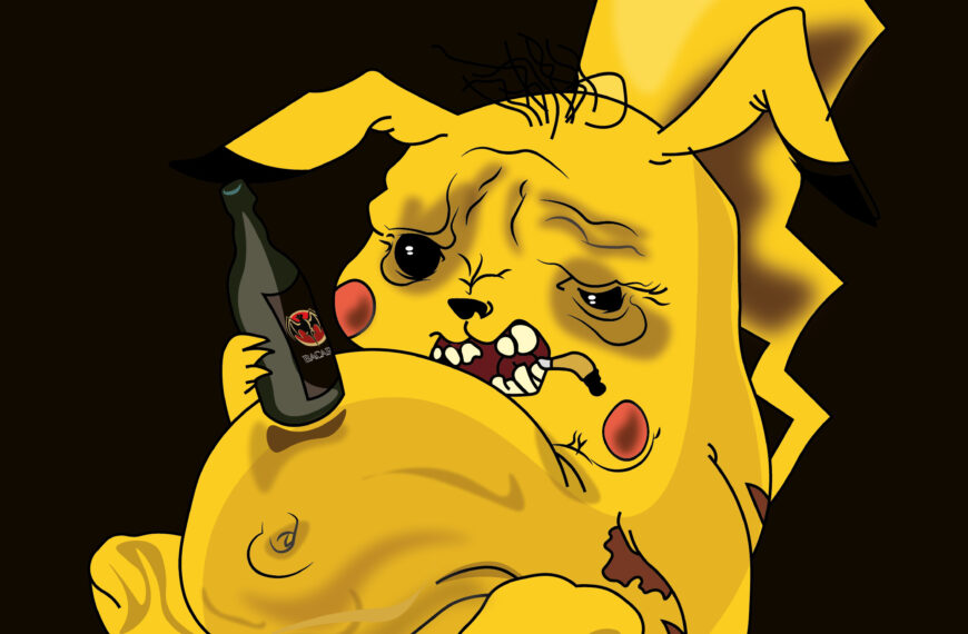 Pikachu Pokemon Drogas y Alcohol Vector