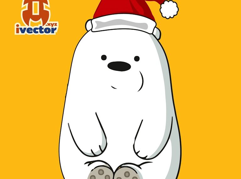 Oso Polar Navideño Con Gorro Vector