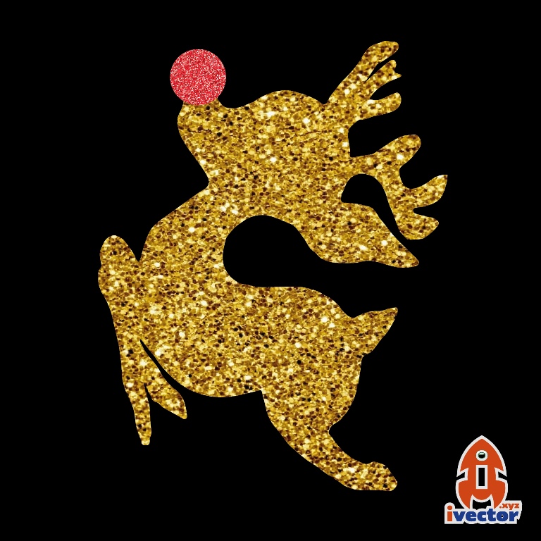 Reno Nariz Roja Perfil Glitter Corte Vinil Vector