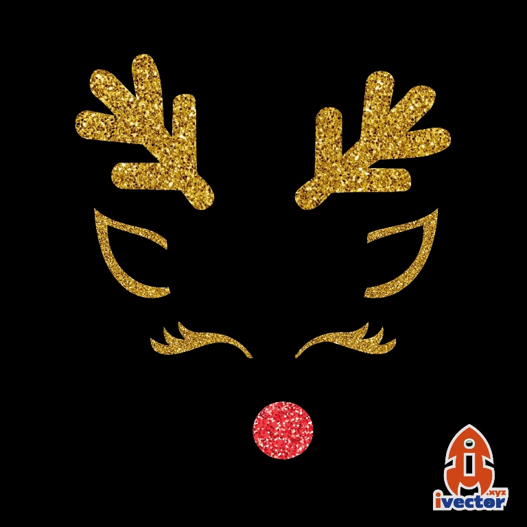 Reno Ojos cerrados Glitter Vector Navidad