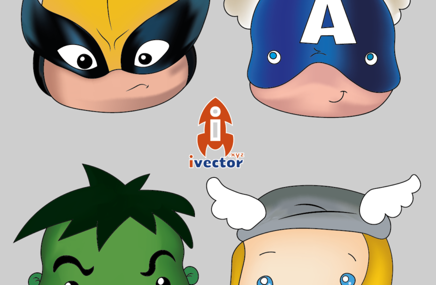 Rostros Héroes Marvel Mini vector Eps PDF