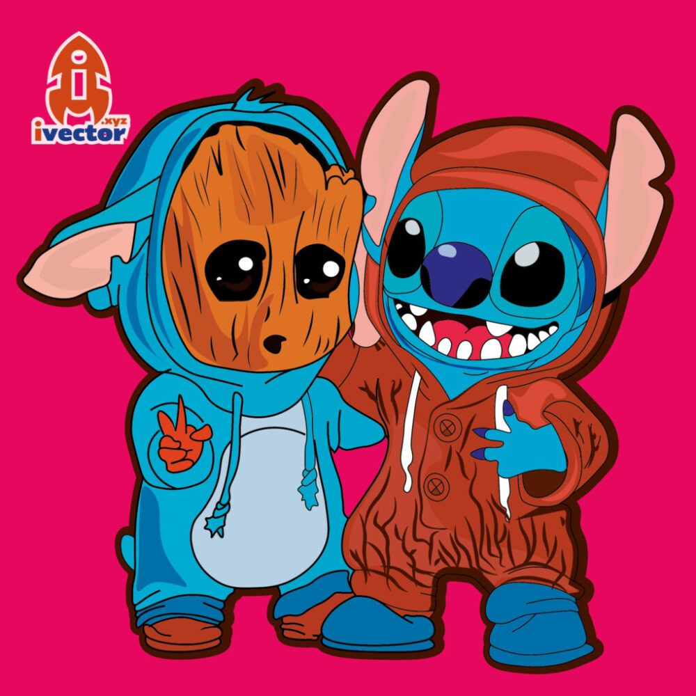 Groot y Stitch Vector Eps