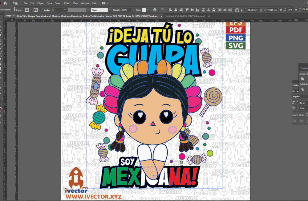 ¡Deja-Tu-lo-Guapa-Soy-Mexicana-Muneca-Mexicana-Kawaii-con-Dulces-Tradicionales-Vector-SVG-PNG-EPS_Mesa-de-trabajo-2 ¡Deja Tú lo Guapa, Soy Mexicana! Muñeca Mexicana Kawaii con Dulces Tradicionales | Vector SVG PNG EPS