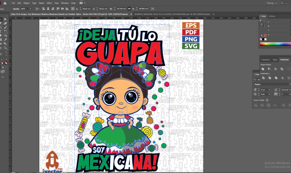 ¡Deja-Tu-lo-Guapa-Soy-Mexicana-Muneca-Mexicana-Kawaii-con-Vestido-Tipico-Vector-SVG-PNG-EPS_Mesa-de-trabajo-2 ¡Deja Tú lo Guapa, Soy Mexicana! Muñeca Mexicana Kawaii con Vestido Típico | Vector SVG PNG EPS